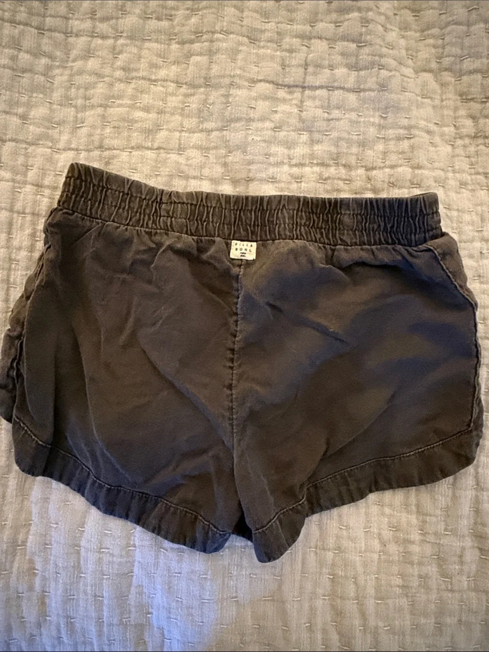 Billabong Charcoal Gray Elastic Waist Casual Shorts with White Drawstring
